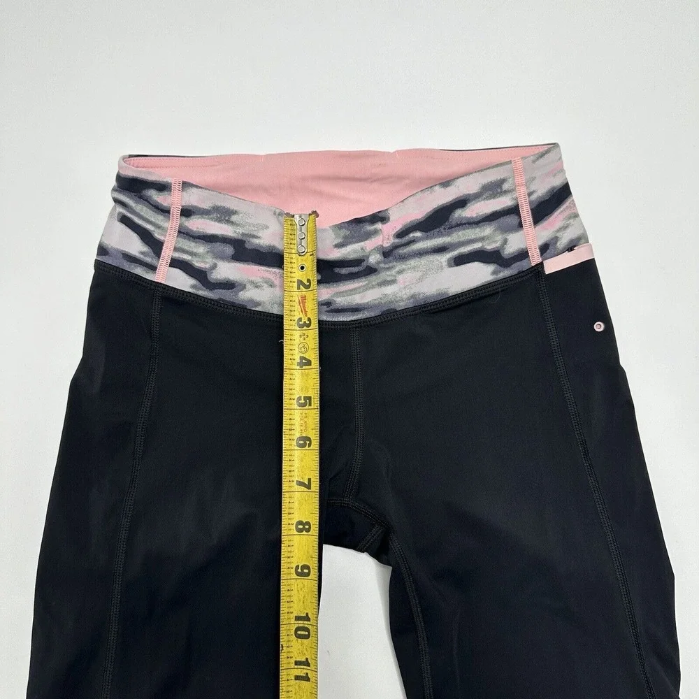 Lululemon 4 Water Bound Crop Black Wamo Camo Barely Pink Bleached Coral Leggings